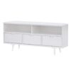 Mid-Century Modern Minimalist 3 Drawer Corner TV Stand For TVs Up To 58 - White - Image 10