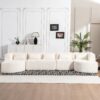 Upholstered Sofa Free Combined Sofa Couch With 2 Chaise Lounge And 5 Back Pillows For Living Room - Beige - Image 19