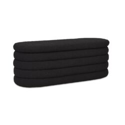 Fuji - Upholstered Oval Storage Bench - Ebony Black