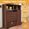 Multifunctional Folding Dining Table With Wall Mounted Sideboard & Storage - Walnut - Image 11