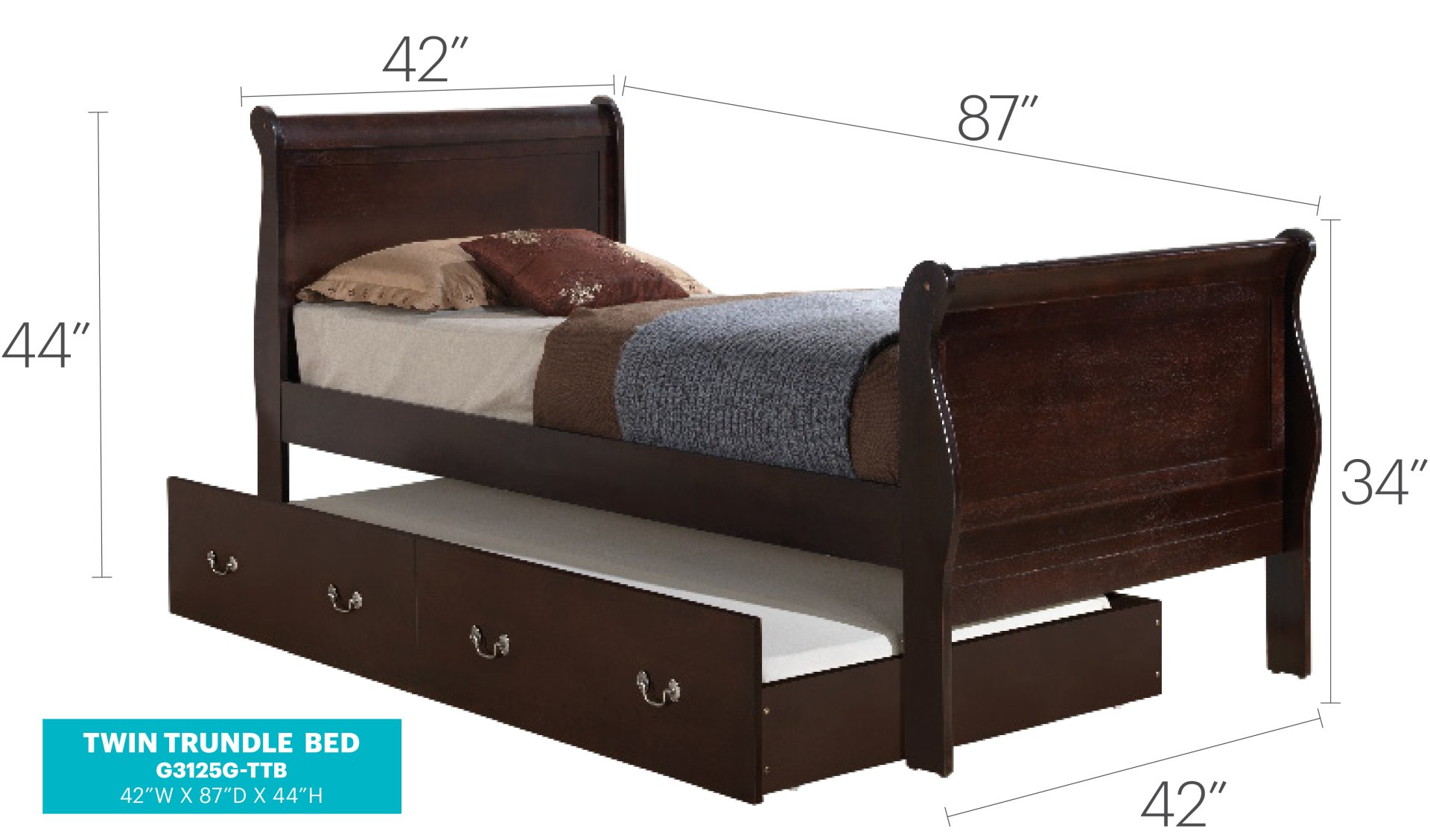 Twin Bed Charming Storage - Cappuccino - Image 3