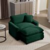 Classic Modern Comfortable Single Chair Deep Seat Sofa With Footstool Living Room & Bedroom - Green - Image 4
