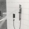 Ceiling Mounted Square Shower System With Adjustable Slide Bar, 16" Rainfall Shower With Handheld - Matte Black - Image 8