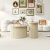 Coffee Table (Set of 2), Round Coffee Table, Modern Side Tables Accent End Table For Living Room, Apartment - Natural - Image 4