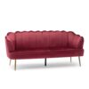 Modern Glam 3 Seater Sofa With Velvet / Gold Iron Legs - Natural - Image 4