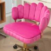 Velvet Home Office Desk Chair, Modern Cute Computer Chair, Wheels Swivel Height Adjustable Task Chair - Rose Red - Image 13