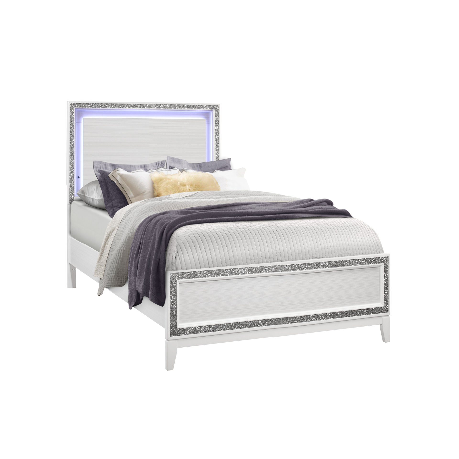 Almera - Full Bed - Glitter White - Image 6