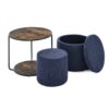 Multi Functional Ottoman And Table Set With Drum Stool Storage Space - Dark Blue - Image 13