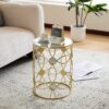 Modern Side Table With Mirror Top And Metal Frame - Gold / Clear - Image 4
