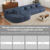 Upholstered Sofa Free Combined Sofa Couch With 2 Chaise Lounge And 5 Back Pillows For Living Room - Blue - Image 6