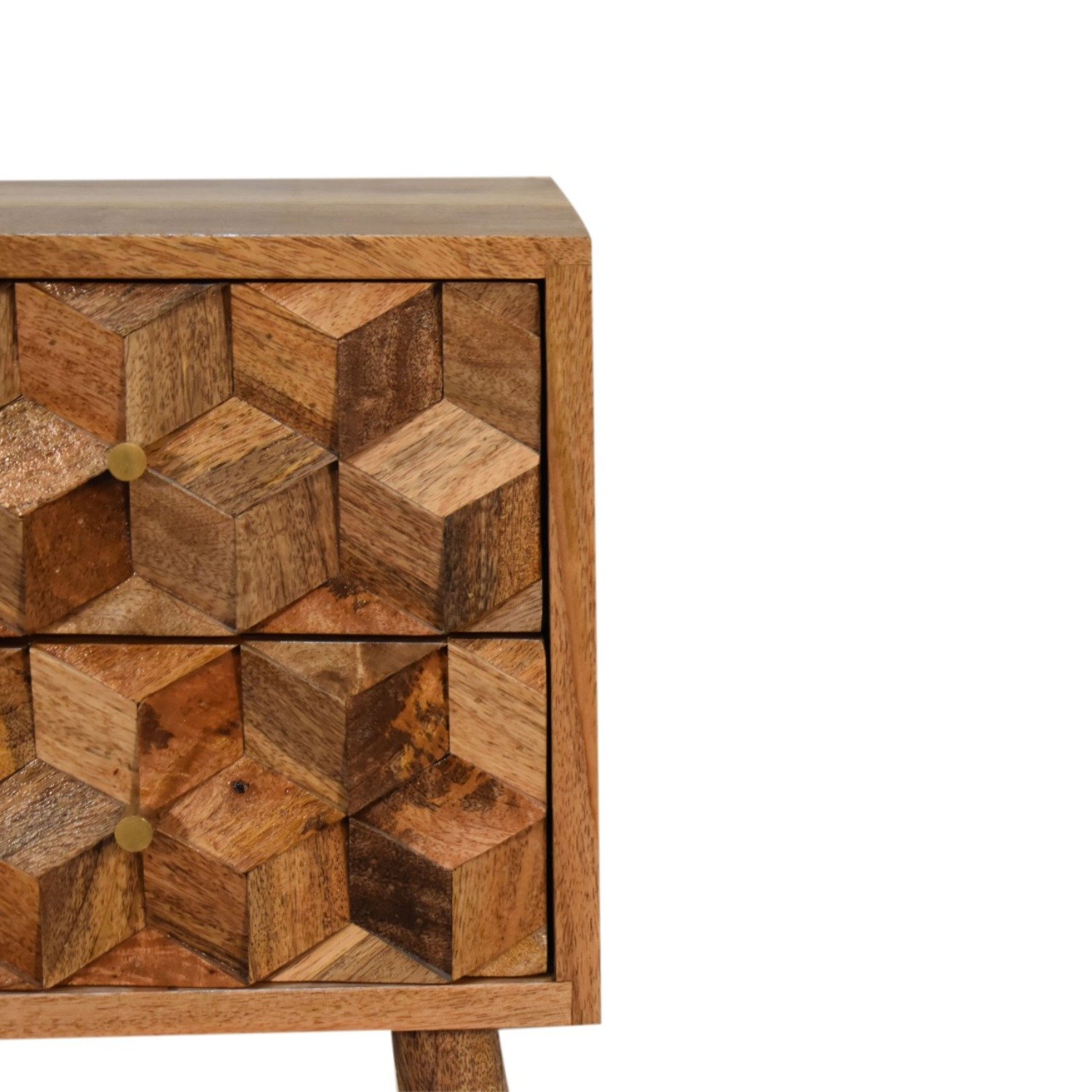 Mini Cube Carved 2 Drawer Nightstand - Oak - Image 16