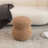 Snowman Stool With Lamb Wool Cushion And Solid Wood Frame - Light Camel - Image 6