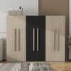 6 Doors Wardrobe Storage For Bedroom, With 2 Drawers Inside - Black / Nature - Image 9