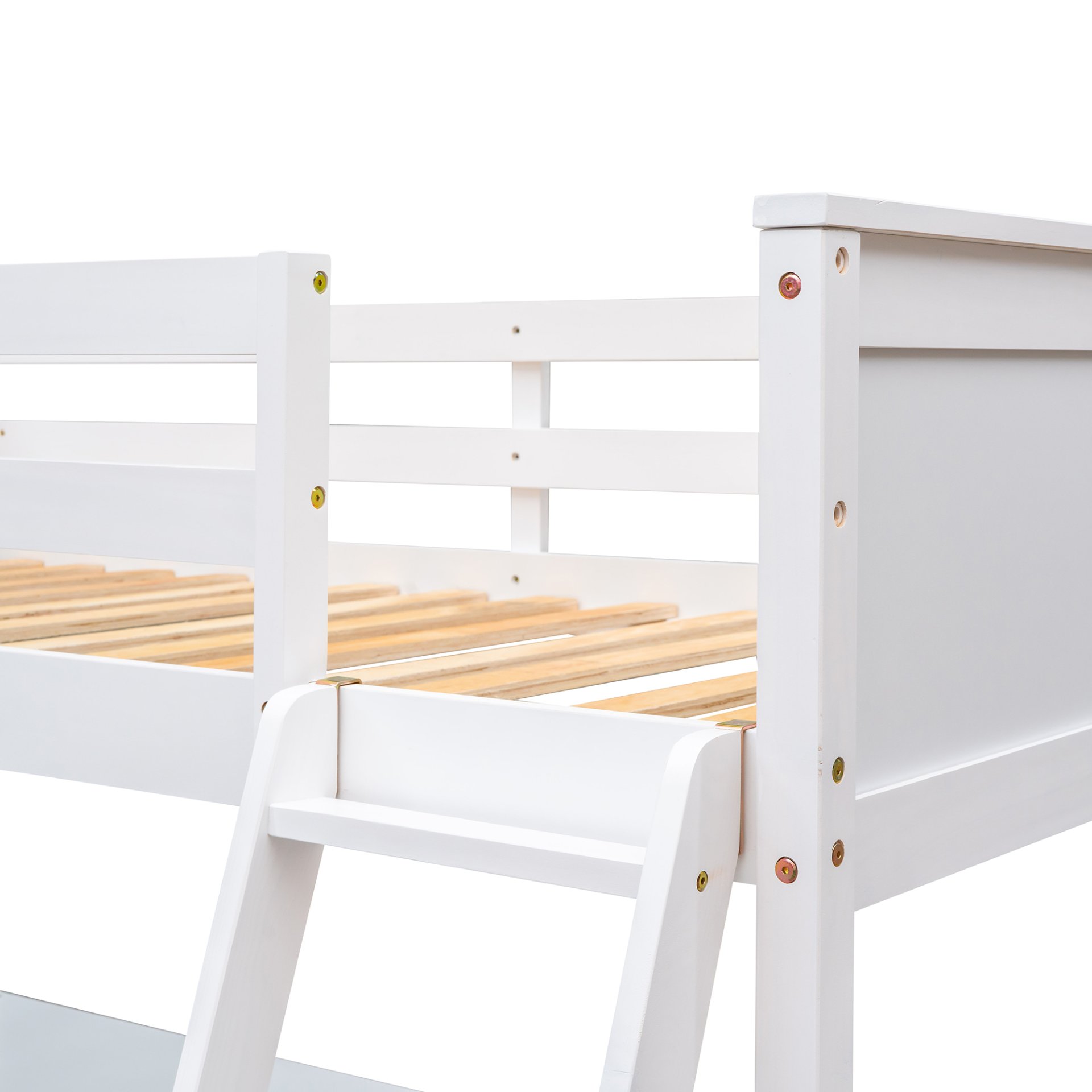 Twin Size Loft Bed With Shelves With Desk - White - Image 12