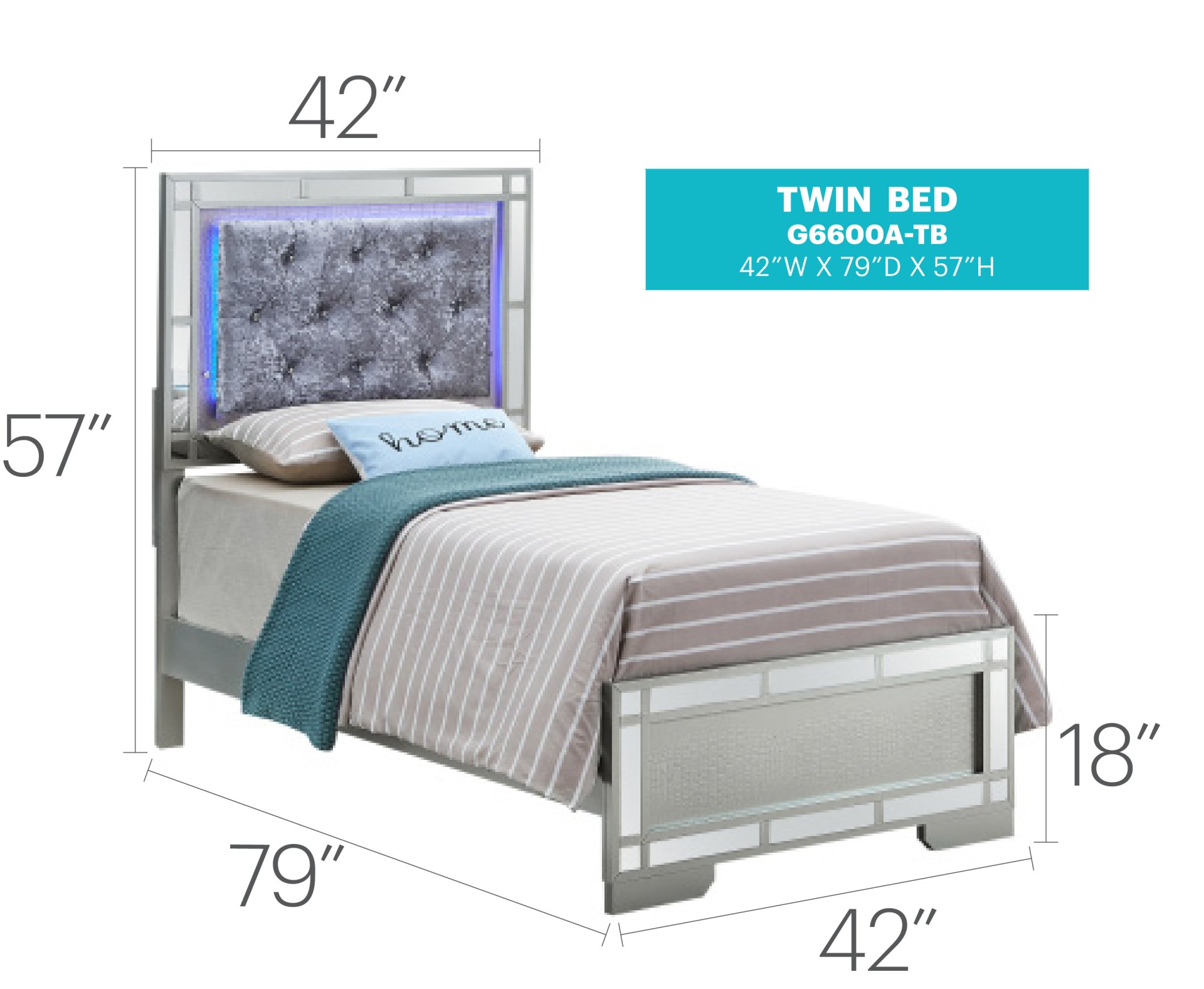 Madison - Twin Bed - Silver Champagne - Image 3