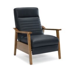 Asher - Wood Arm Push Back Recliner With Channel Stitched Design - Blue