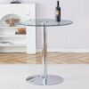 Modern Minimalist Circular Glass Dining Table With Electroplated Metal Legs 35" Diameter - Transparent - Image 4