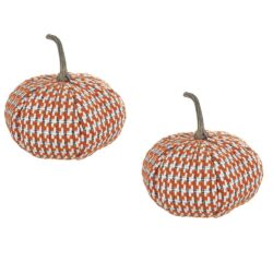 Pumpkin Ornament Decor For Holiday Harvest Festival Fall Festival & Thanksgiving (Set of 2) - Orange Multi