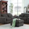 Tatman - Linen Blend Sectional With 2 Ottomans - Dark Gray - Image 4