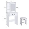 Modern Mini Dressing Table With Led-Lit Mirror & Hidden Storage, Adjustable Brightness Vanity Desk - White - Image 3
