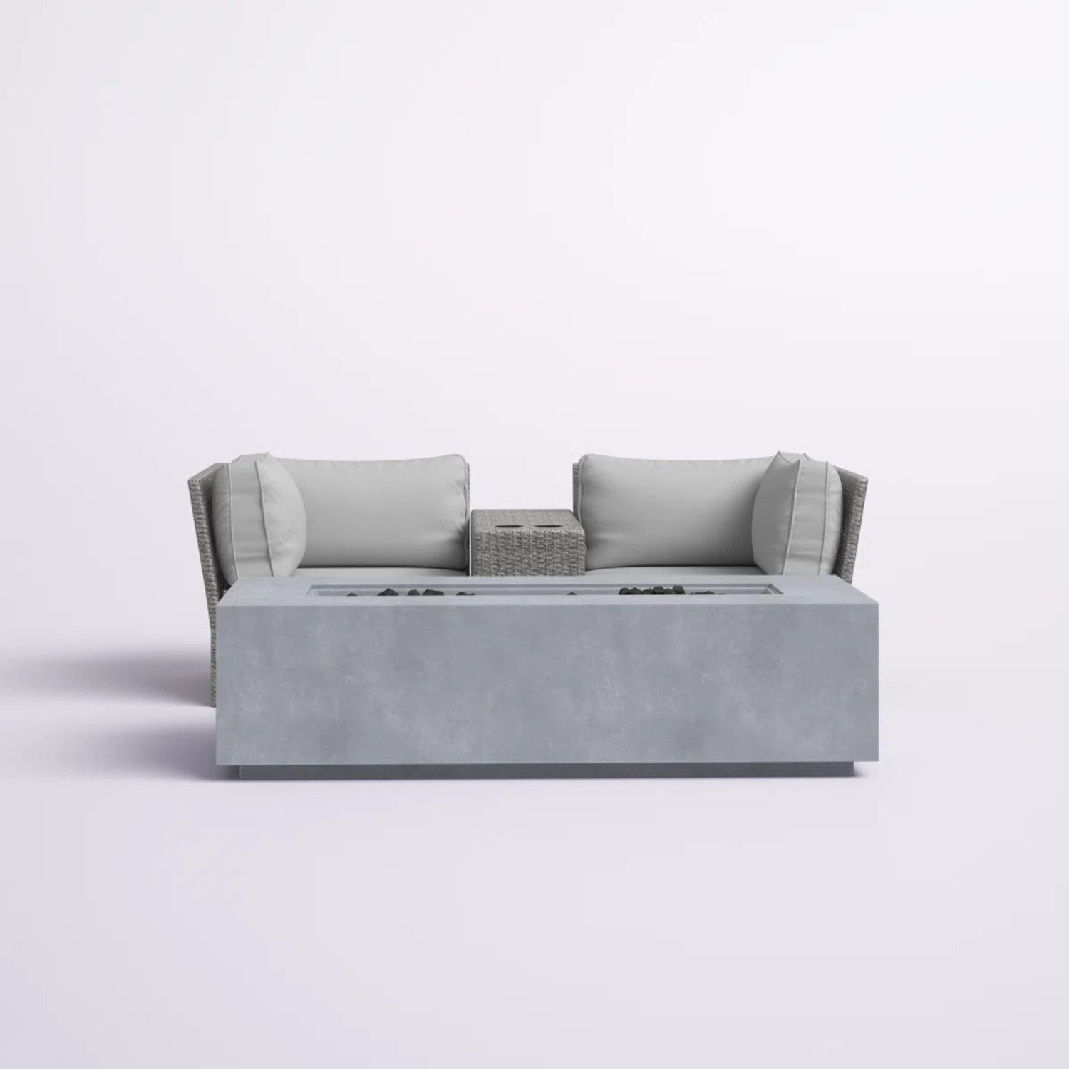 Outdoor Seating Set For 2 With Cushions - Gray Mix - Image 4