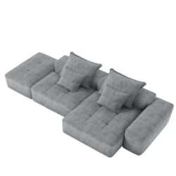 Modern Oversized Modular Sectional Sofa With Ottoman, Seat, Chaise Lounge And Armrest, Sparkling Chenille Fabric Soft Cushion Sofa With 4 Pillows, 4 Pieces Diy Combination Tufted Sofa, No Assembly Required - Gray