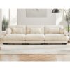 Extra Large 3 Seat Modern Velvet Sofa & Cloud Like Comfort Color Includes Waist And Throw Pillows - Cream - Image 11