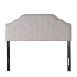 Luella - Button Tufted Full / Queen Upholstered Metal Panel Headboard - Light Gray