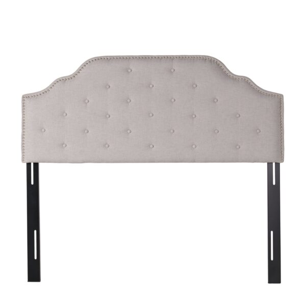 Luella - Button Tufted Full / Queen Upholstered Metal Panel Headboard - Light Gray
