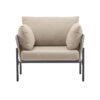 Modern Iron Lounge Chair With Rope Weave And Plush Cushions For Indoor / Outdoor Relaxation - Beige / Gray - Image 5
