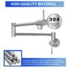 Modern Design Wall Mount Kitchen Pot Filler Faucet With Folding Stretchable Arm - Brushed Nickel - Image 8