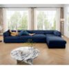Modular Sectional Sofa With Cylindrical Backrest And Armrests Storage Deep Comfortable Seating Chenille 4 Seat L Shaped Sofa - Blue - Image 2