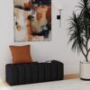 Upholstered Tufted Accent Bench With Round Legs - Charcoal - Image 2