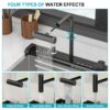 30" Kitchen Sink Waterfall Single Bowl Ledge Workstation With Smart LED Faucet, 16 Gauge T304 - Brushed Nickel - Image 8