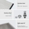 Modern Undermount Double Bowl Kitchen Sink With Dual 10" Deep Basins In Stainless Steel - White - Image 6