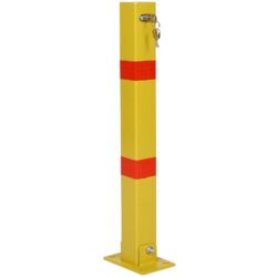 Square Parking Bollard Pole Barrier With Lock For Car Parking Protection And Home Garage Street Decor - Yellow