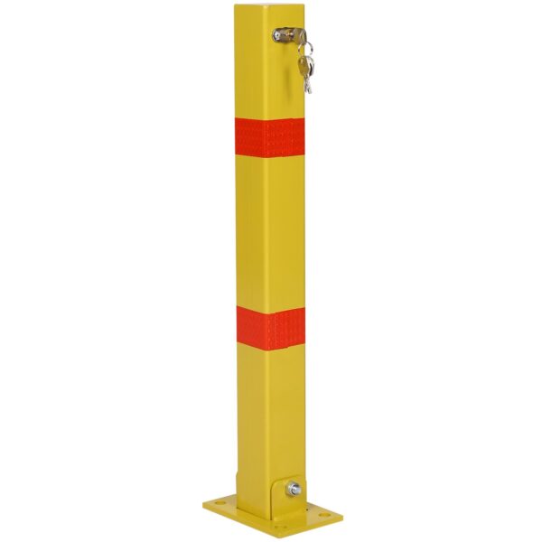 Square Parking Bollard Pole Barrier With Lock For Car Parking Protection And Home Garage Street Decor - Yellow