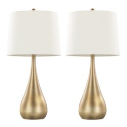 Pebble - Contemporary Table Lamp (Set of 2) - Gold / White