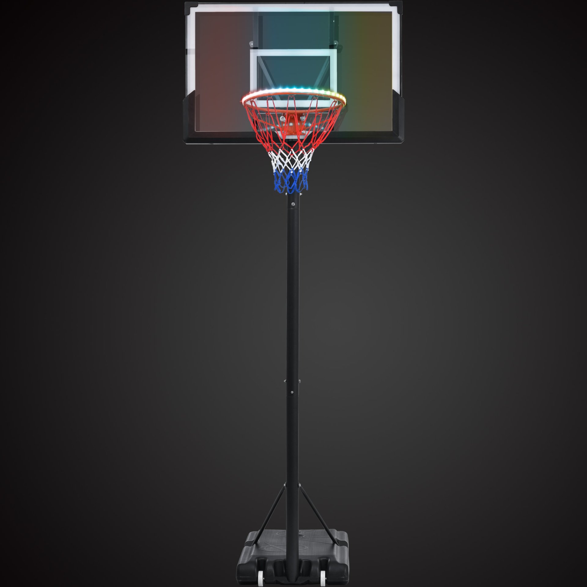 Portable Basketball Hoop Basketball System 4.76-10Ft Height Adjustable For Youth Adults LED Basketball Hoop Lights, Colorful Lights, Waterproof, Super Bright To Play At Night Outdoors, Good Gift For Kid - Black - Image 13