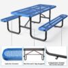 Expanded Rectangular Picnic Table - Blue - Metal - Image 2