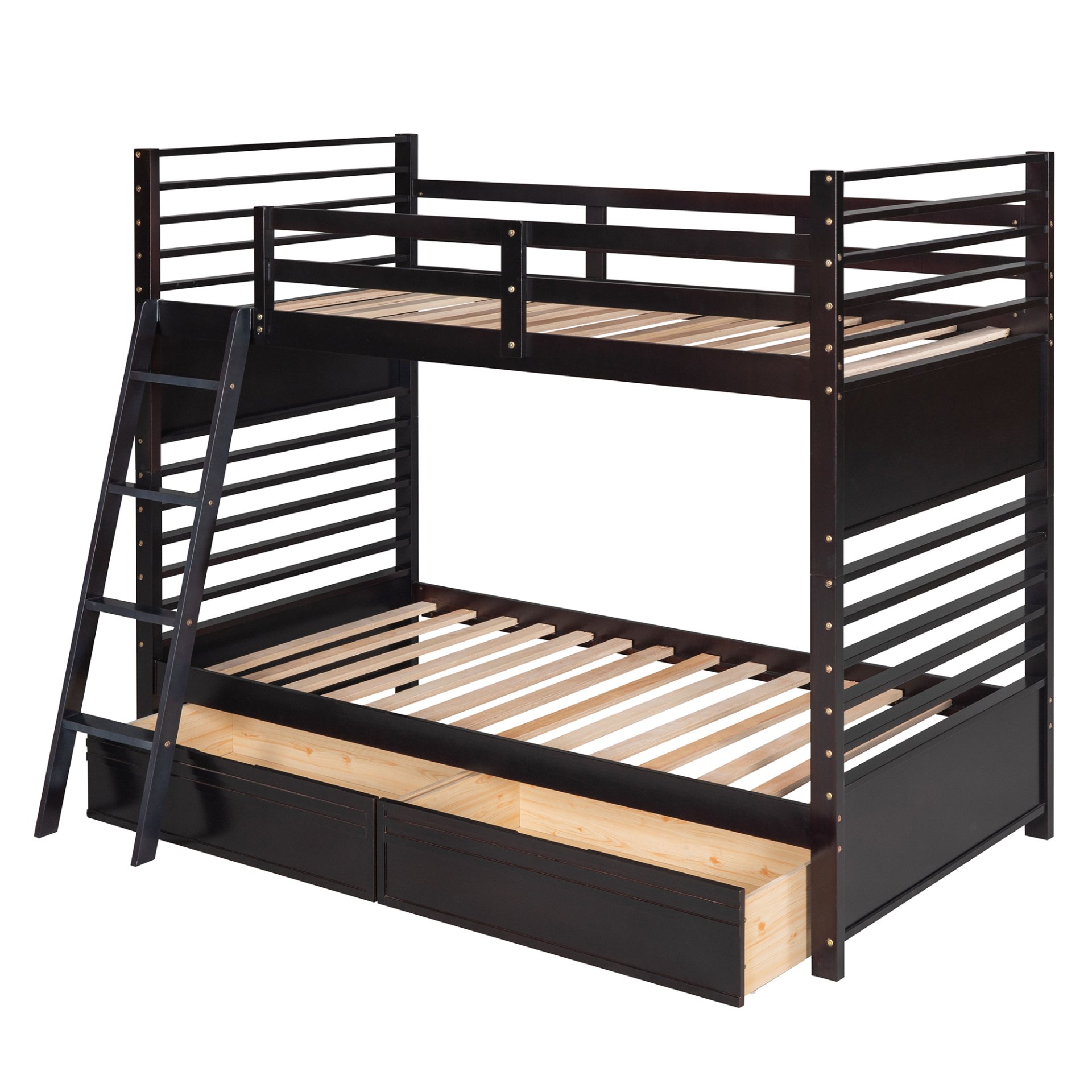 Twin Over Twin Bunk Bed With 2 Drawers - Espresso - Image 5