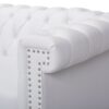 Chesterfield Style 3 Seater Sofa With Button Tufting And Nail Head Accents - White - Image 12