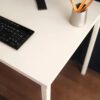 Harry - Contemporary Wood And Metal Computer Desk With Heat Resistant Surface - Ivory - Image 4