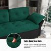 Modern Convertible Sleeper Sofa Bed With Pull Out Queen Design, Side Storage & Thick Cushions Chenille Loveseat For Living Room Or Bedroom 3 In 1 Function - Green - Image 9