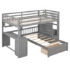 Full Over Twin Bunk Bed With Desk, Drawers And Shelves - Gray - Image 4
