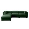 Elegant Chenille Sofa With Storage Seat And Ottoman L Shaped 3 Seater - Green - Image 20