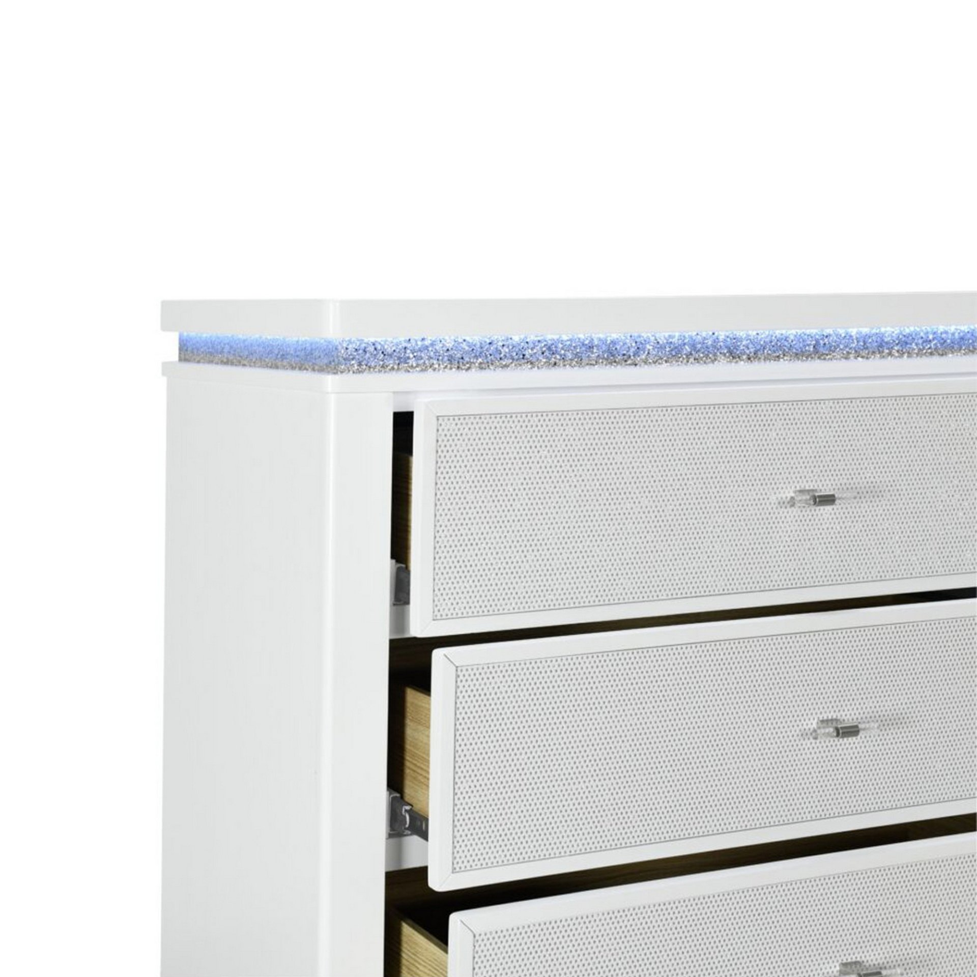 Adalid - Dresser With LED Light And Glittered Drawer Fronts - White - Image 8