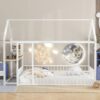 Full Size Bed House Frame With Desk, Shelves, Power Outlets And USB Ports - White - Image 15