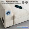 Sectional With Bluetooth Speaker Comfy Cloud Couch Set With Drop Down Table Cup Holders, USB Charger Storage Armrest Wide Seat Sofa - Beige - Image 21