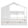 Twin Size House Bed With 2 Drawers, Kids Bed With Storage Shelf - White - Image 3